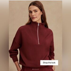NWOT Varley NEW MAROON HAWLEY DOUBLESOFT PO HALF ZIP Size M